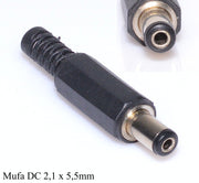 Male DC Power Jack 2.1x 5.5 mm