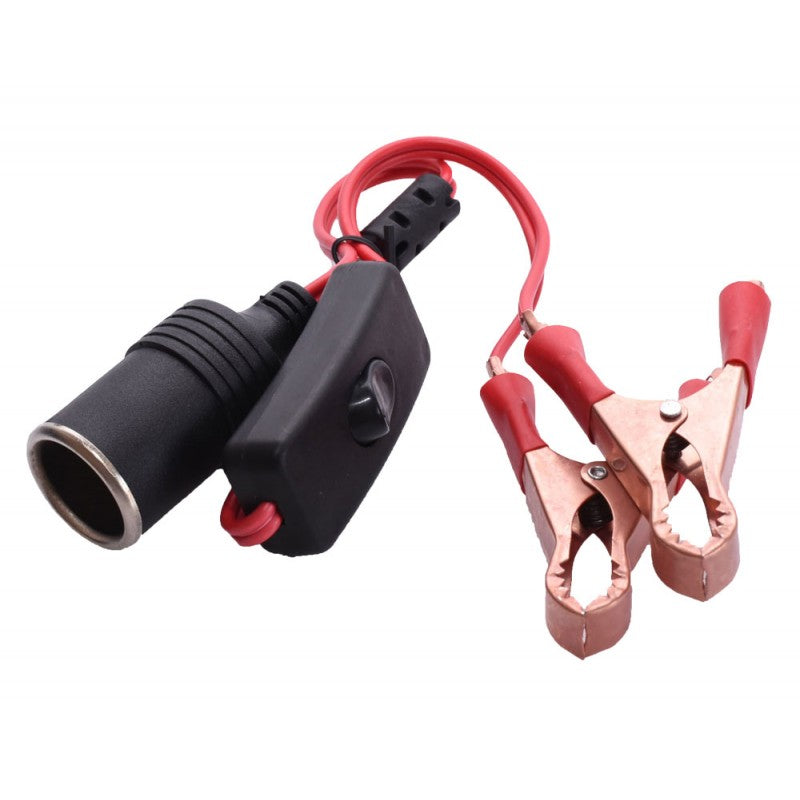 Car Cigarette Lighter Plug with Alligator Clips and Switch