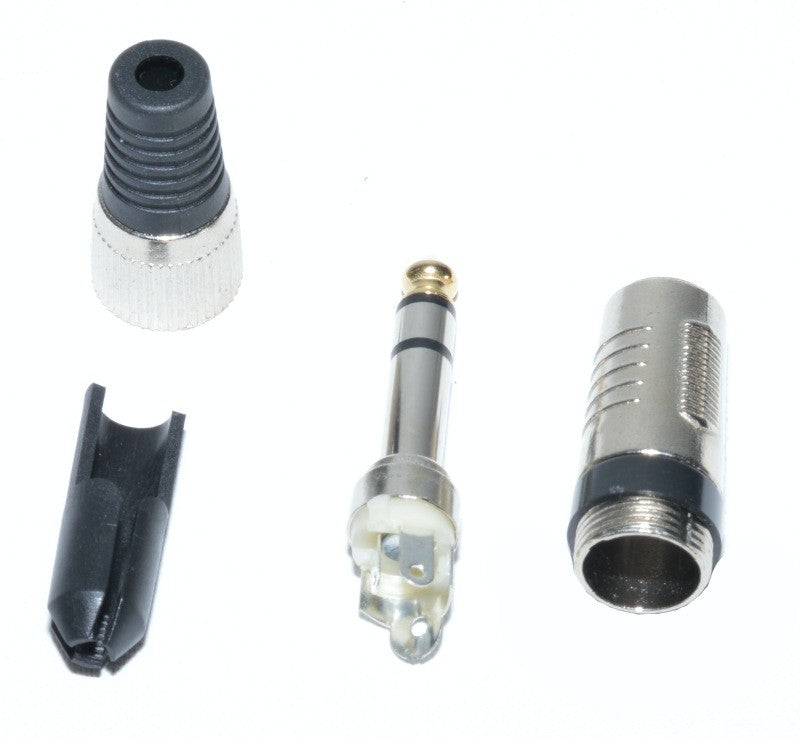 JACK 6.3 Stereo Male Plug, Black Ring