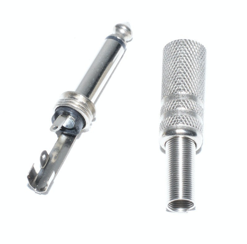 6.3mm Mono Jack Plug, Metal with Spring