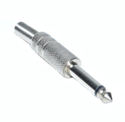6.3mm Mono Jack Plug, Metal with Spring