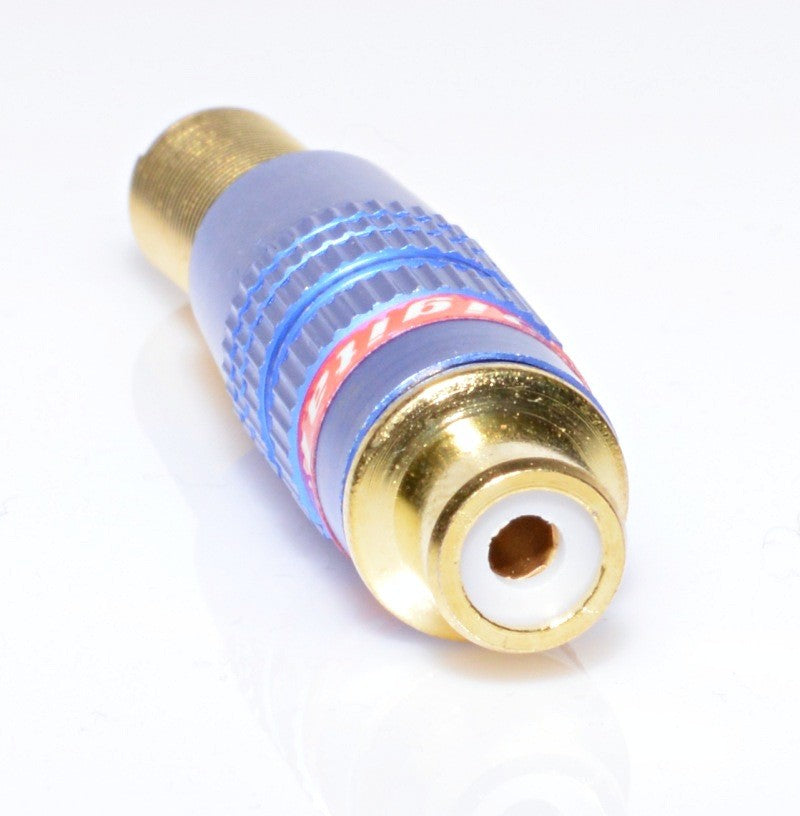 Female Gold-Blue RCA Connector with Spring