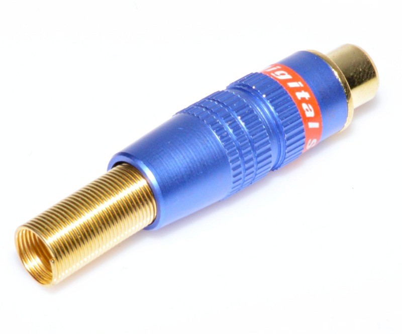 Female Gold-Blue RCA Connector with Spring