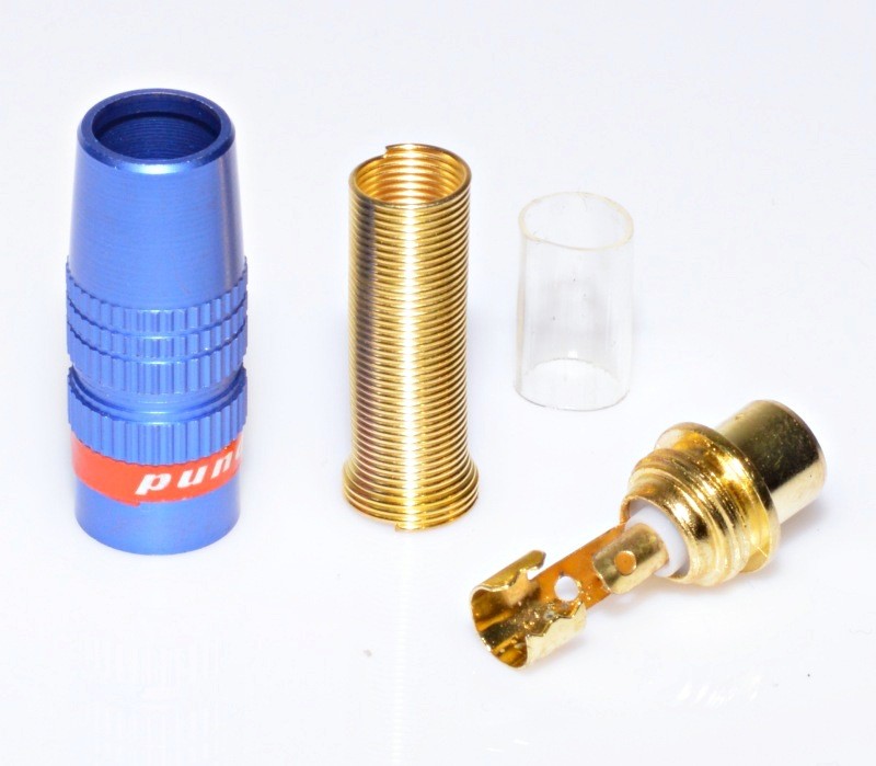 Female Gold-Blue RCA Connector with Spring