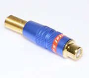 Female Gold-Blue RCA Connector with Spring