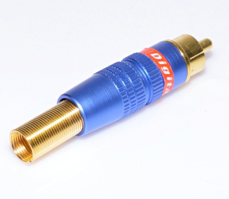 RCA Male Connector Gold-Blue with Spring