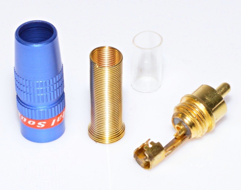 RCA Male Connector Gold-Blue with Spring