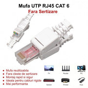 RJ45 CAT 6 Connector - UTP Plastic / No Crimp