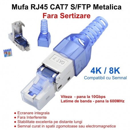 RJ45 CAT 7 Connector - S/FTP Metallic Blue / Toolless