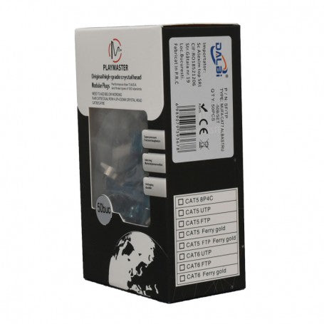 RJ45 S/FTP CAT 7 Plug Blue with Metal Shielding - 50Pcs/Set