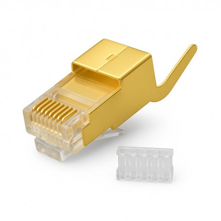 RJ45 S/FTP CAT 8 CUT Gold Connector with Metallic Shielding - 50Pcs/Set