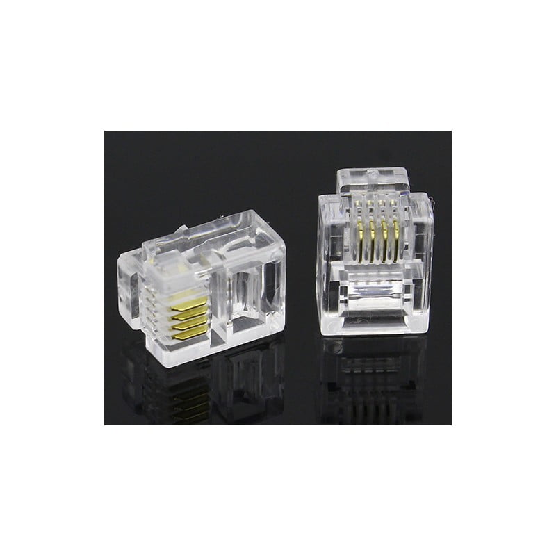 RJ11 Plastic Phone Plug 100 Pcs/Set