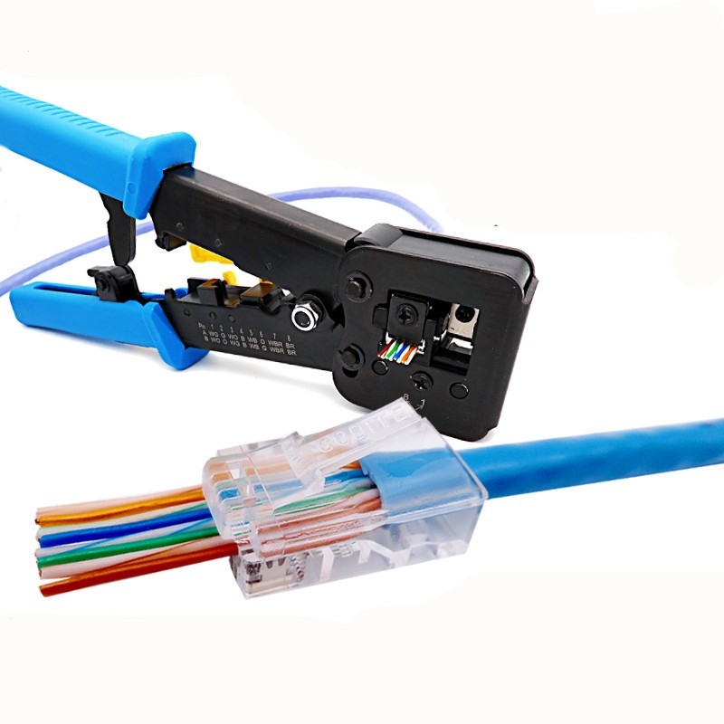RJ45 Plastic UTP Plug Set CAT6E + CUT 100 pcs/set
