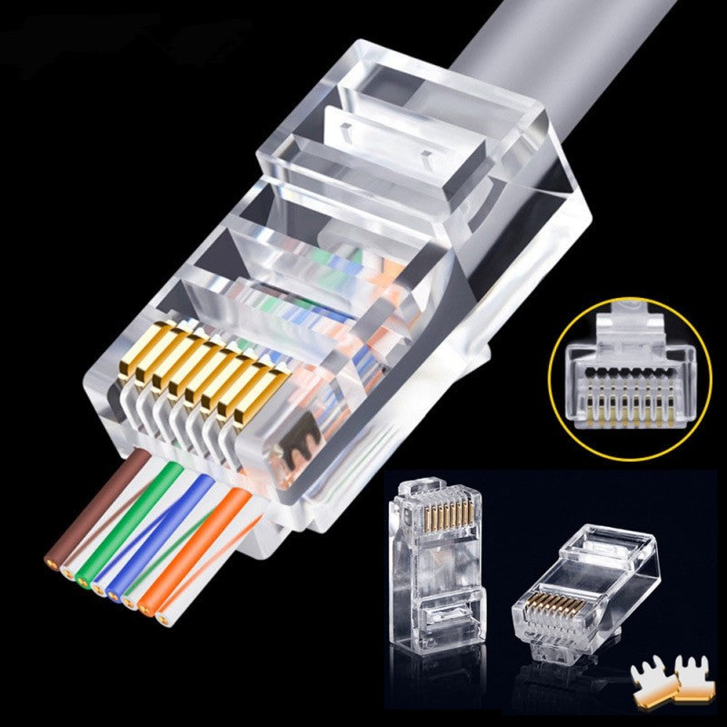 RJ45 Plastic UTP Plug Set CAT6E + CUT 100 pcs/set