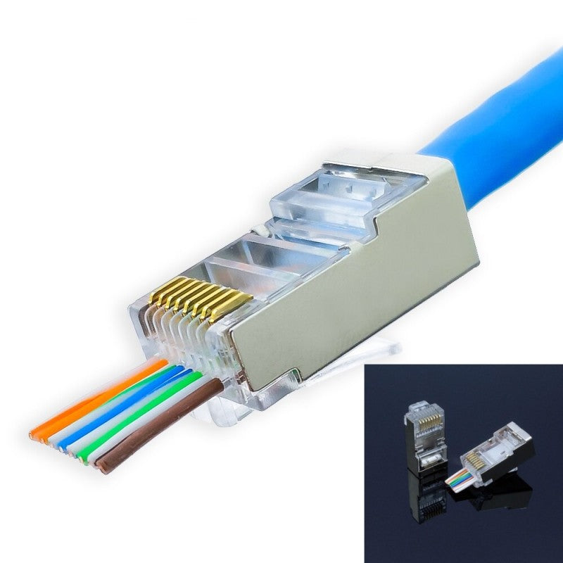 RJ45 Plastic UTP Plug Set CAT6E + CUT 100 pcs/set