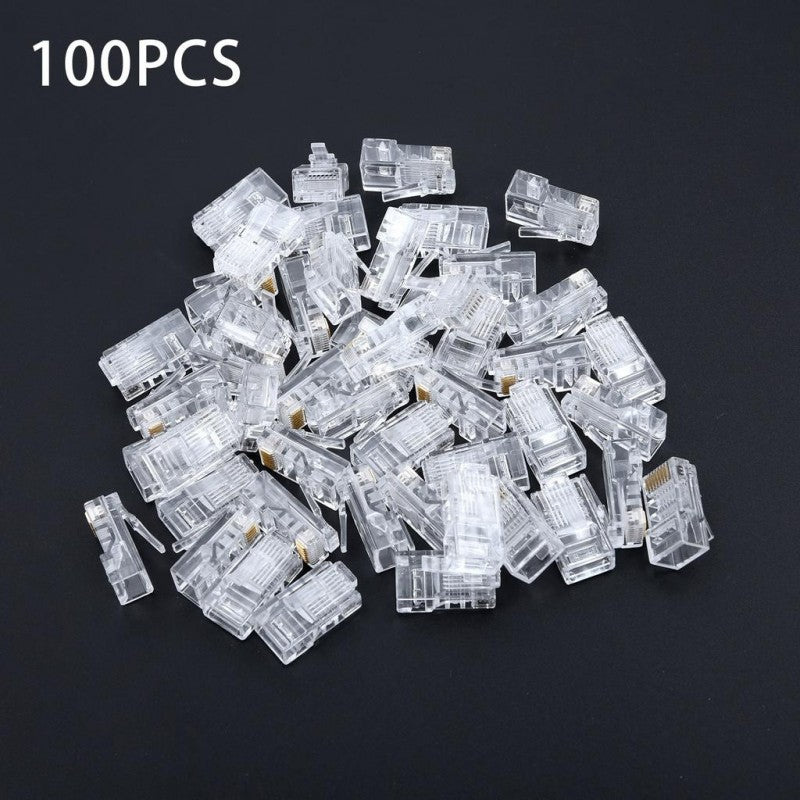 RJ45 Plastic UTP Plug Set CAT6E + CUT 100 pcs/set