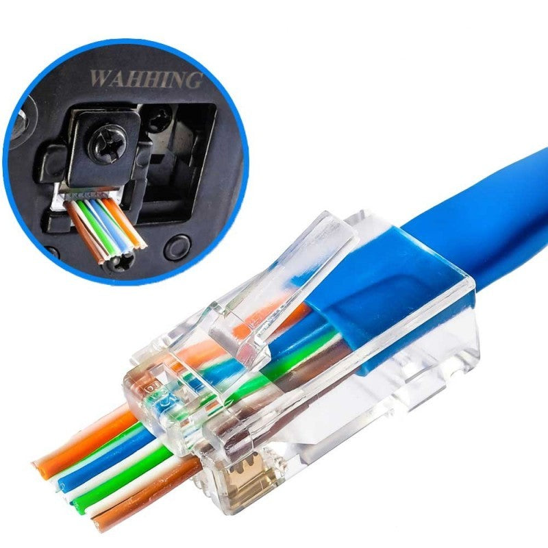 RJ45 Plastic UTP Plug Set CAT6E + CUT 100 pcs/set