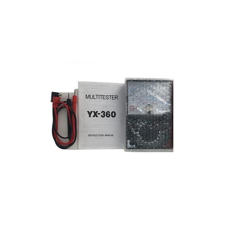 Multimetru analogic compact cu accesorii incluse: cabluri de testare rosu-negru si manual de utilizare
