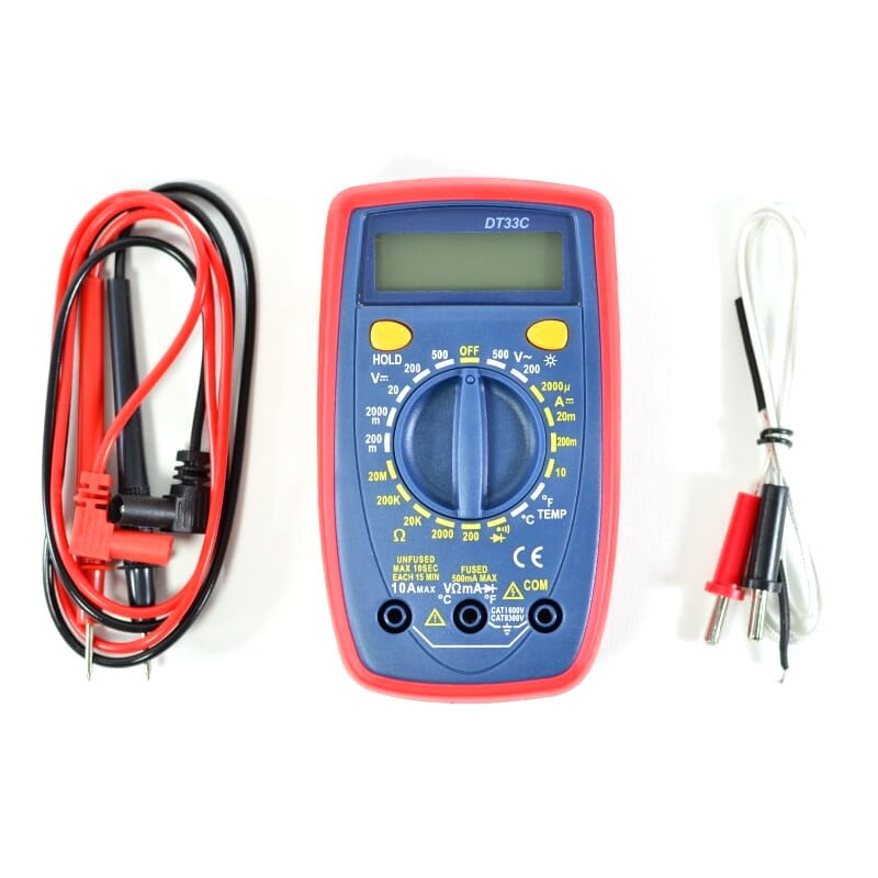 Digital Multimeter, Test leads + Temperature probe included