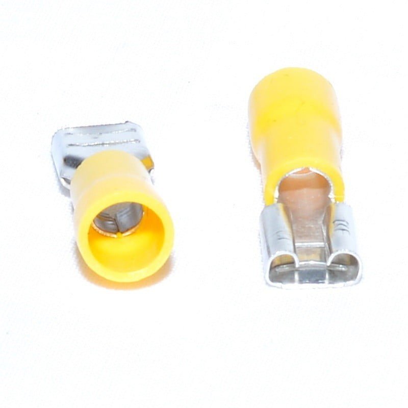 Insulated Female Spade Connector Yellow 6.3MM 100PCS/BAG