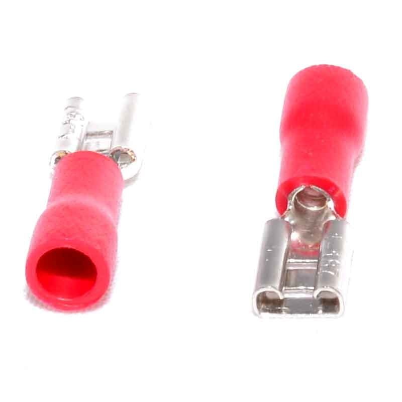 Red Female Electrical Spade Terminal 4.8mm, 100Pcs/Set