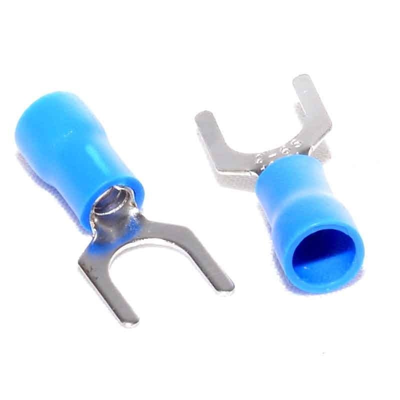 Fork Insulated Crimp Terminal Ø 6mm - Blue, 100 pcs/set