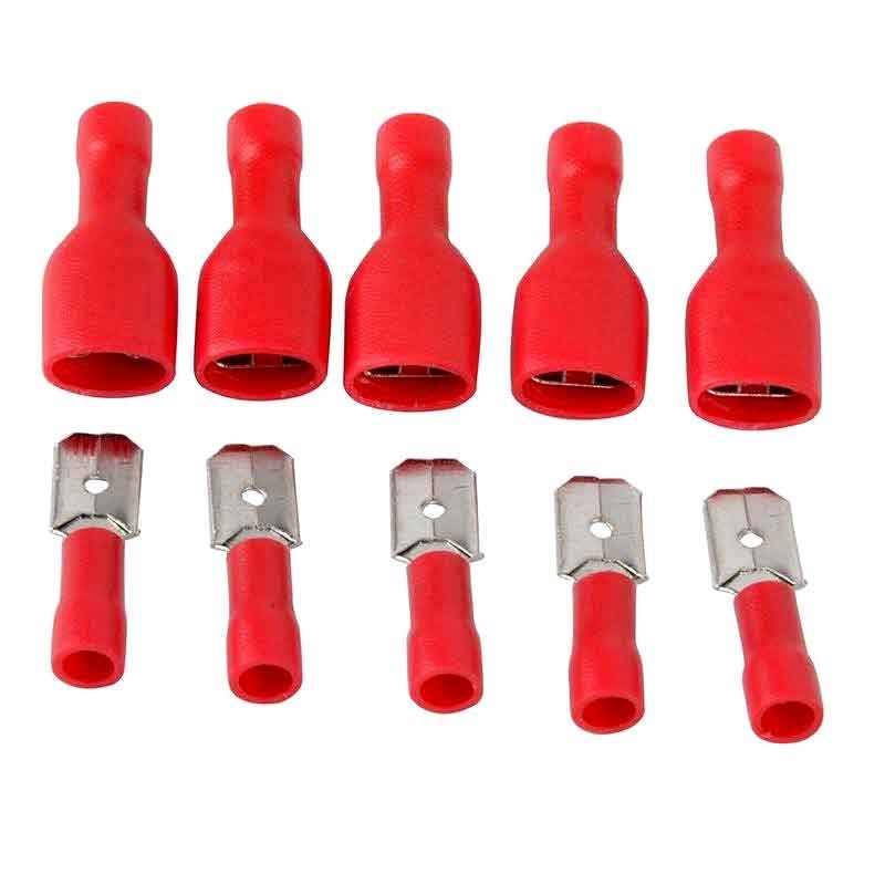 Insulated Car Terminals - Red / 6.3mm Male+Female 200pcs/Set