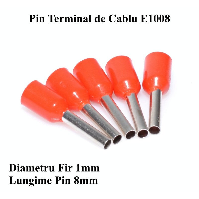 Wire Terminal Pin E1008 Red, 100Pcs/Set