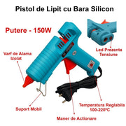 150W Hot Glue Gun with Adjustable Temperature 100-220 Degrees with 11mm Glue Stick / HJ019