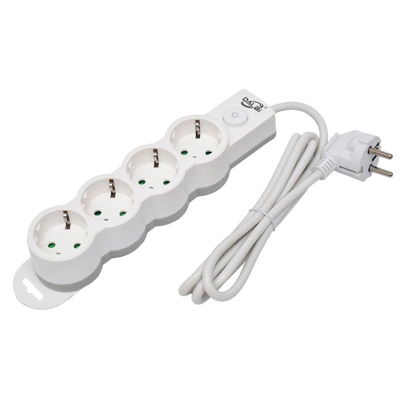 Power Strip with Switch, 4 Sockets and Child Protection, 3x1mm / 5m Cable