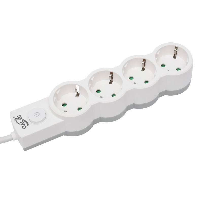 Power Strip with Switch, 4 Sockets and Child Protection, 3x1mm / 5m Cable