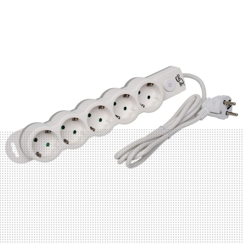 Power Strip with Switch, 5 Outlets and Child Protection, 3x1mm Cable / 1.5m