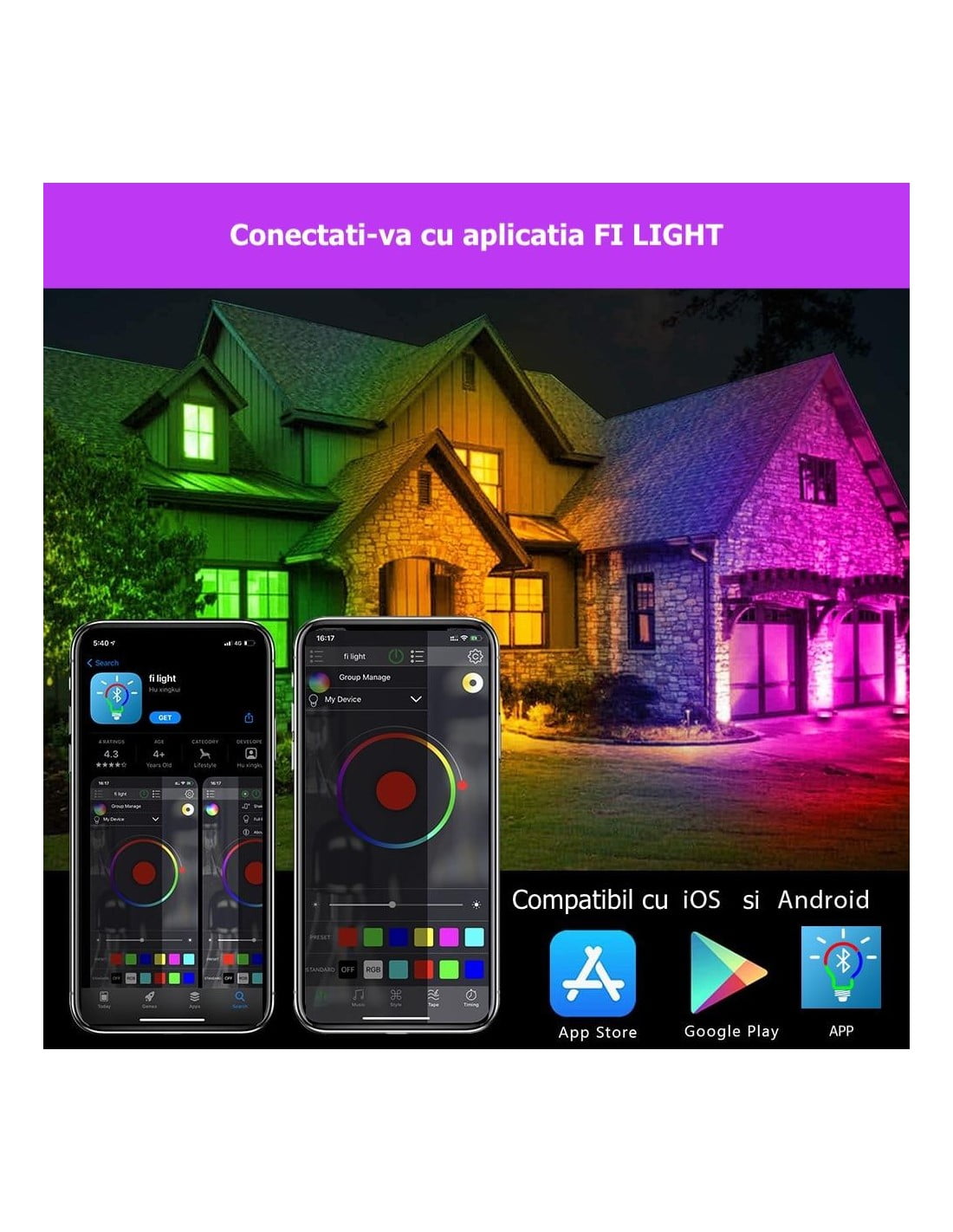 RGBW LED Projector 20W, Android, iOS, Bluetooth
