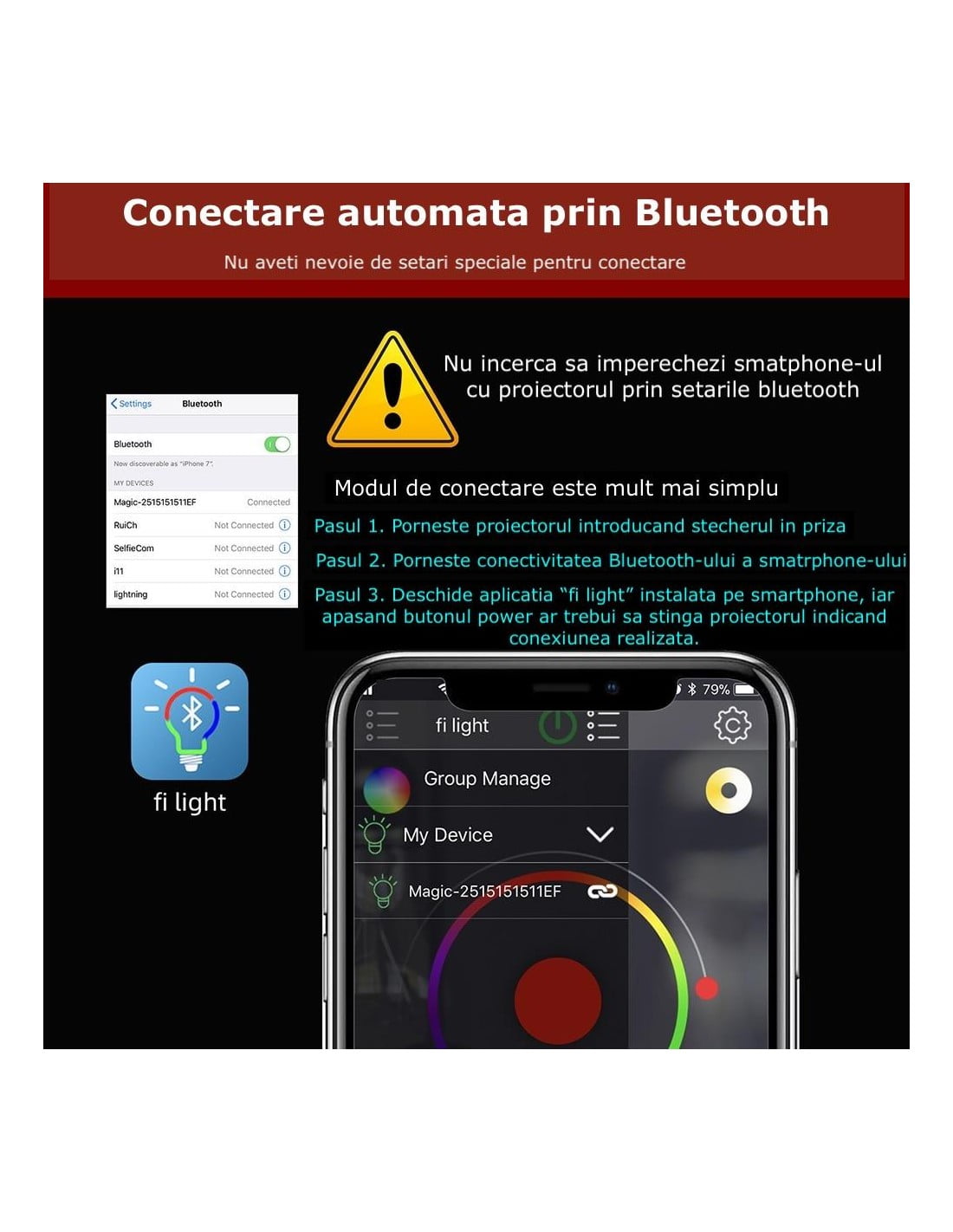 RGBW LED Projector 20W, Android, iOS, Bluetooth