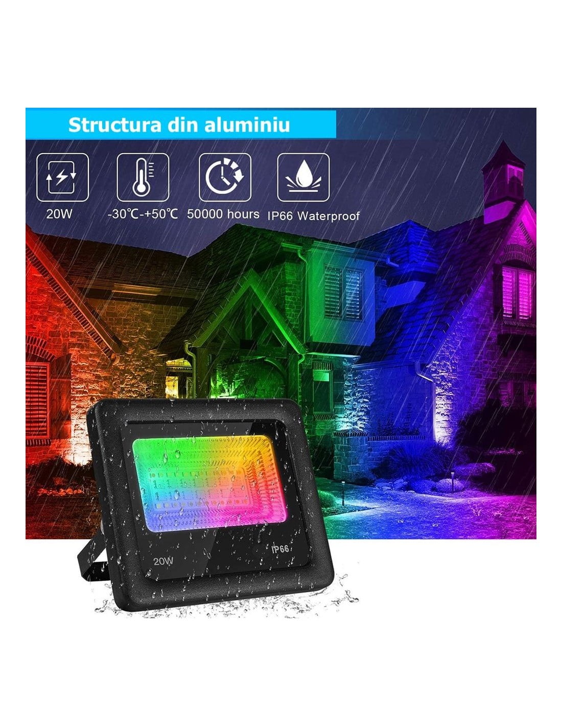 RGBW LED Projector 20W, Android, iOS, Bluetooth