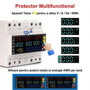 Multifunctional Three-Phase Protector 100A - V/A/Hz/Kwh