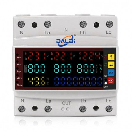 Multifunctional Three-Phase Protector 100A - V/A/Hz/Kwh