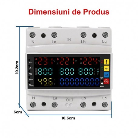 Multifunctional Three-Phase Protector 100A - V/A/Hz/Kwh