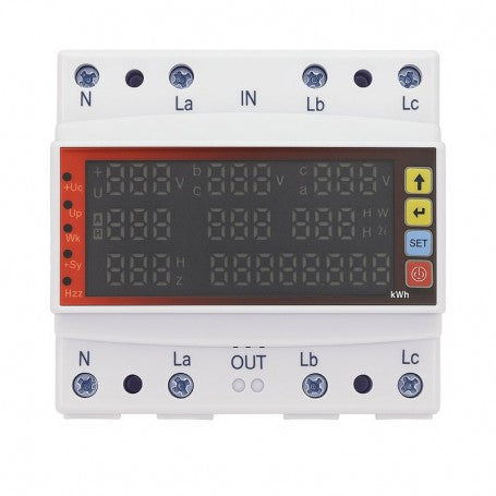 Multifunctional Three-Phase Protector 100A - V/A/Hz/Kwh