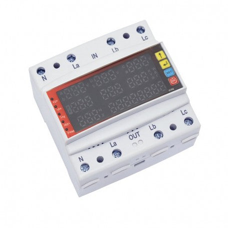 Multifunctional Three-Phase Protector 100A - V/A/Hz/Kwh