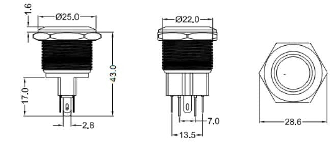 Push Button 22mm/24V White LED