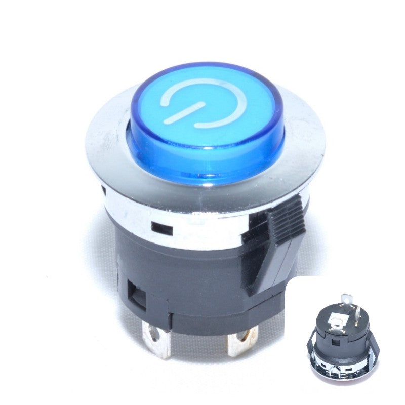 Latching Blue Push Button 22x32mm 24V - 20A