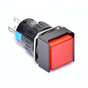 Square Red Push Button 12V - 16mm