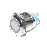 Push-Button Metal LED Switch, Non-Latching, 16mm, 12V
