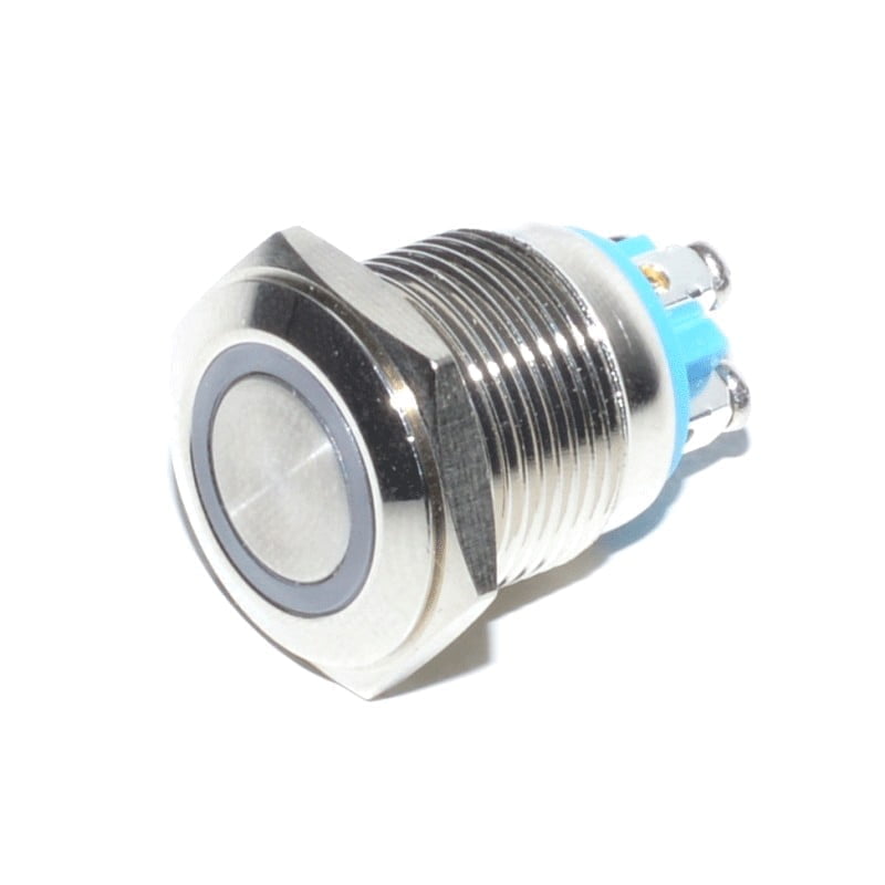 Push-Button Metal LED Switch, Non-Latching, 16mm, 12V
