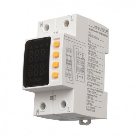 Adjustable Electronic Protection Relay 1-63A for Overvoltage, Undervoltage and Overcurrent Dalbi AVR-63