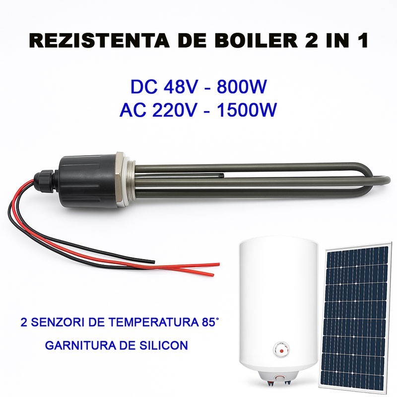Electric Heating Element for 2-in-1 Solar Boiler - DC 48V / 800W and AC 220V / 1500W, with 85˚ Thermostat - Dalbi
