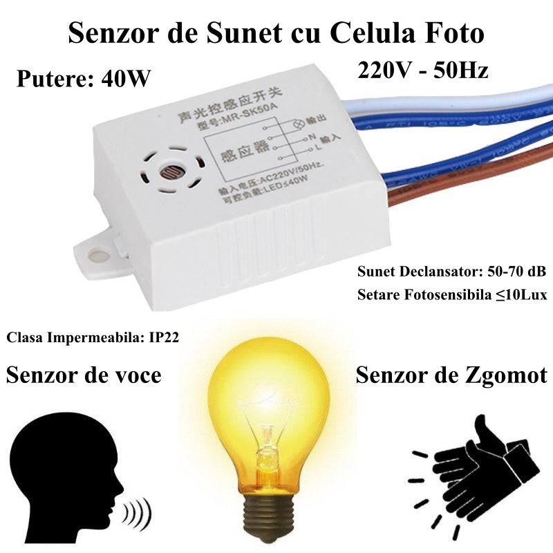 Sound Sensor with Photo Cell 220V / 40W