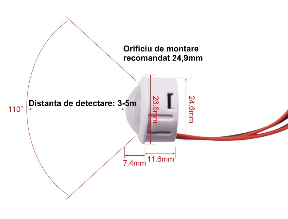 PIR Sensor 12-24V DC with 4 Wires 25x20mm
