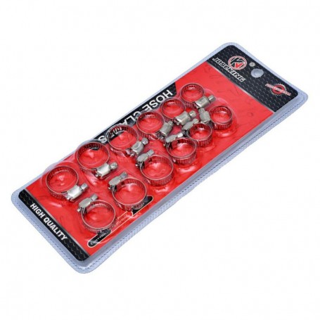 Set of 12 Stainless Steel Hose Clamps